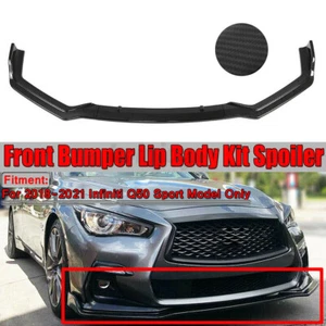 For Infiniti Q50 Sport 18-21 Carbon Fiber Look Front Bumper Lip Spoiler Splitter - Picture 1 of 8