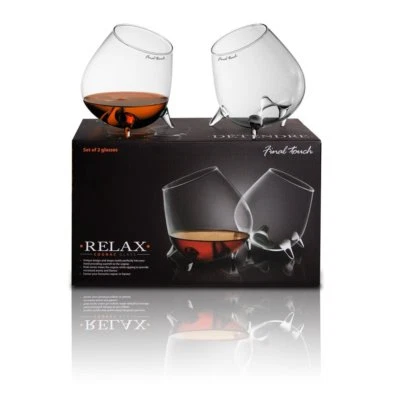 Set of 2 Cognac Brandy Tumblers Snifter Angled Glasses Boxed Drinking Bar Gift - Image 1 of 4