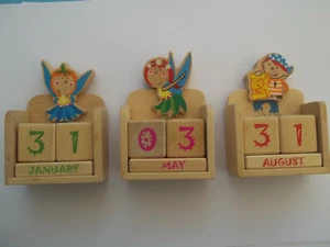 Englisch Dauerkalender Tischkalender Holz Fee Pirat Kinder Kalender Kinderzimmer - Bild 1 von 4