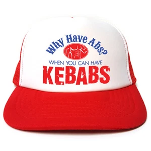 Why Have Abs When You Can Have Kebabs Trucker Hat - Retro Funny Baseball cap - Picture 1 of 4