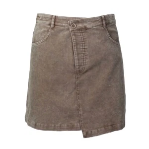Sadie & Sage Mini Mocha Brown Corduroy Skirt Asymmetrical Hem Small - Picture 1 of 9