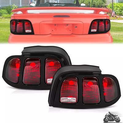 Luzes traseiras pretas vermelhas lâmpadas de freio esquerda e direita para Ford Mustang 1996-1998 DOT - Imagem 1 de 4