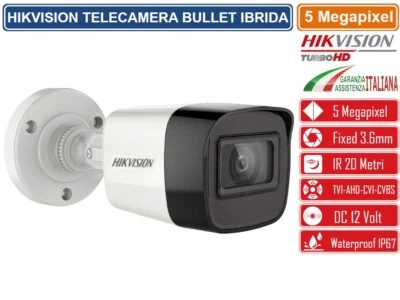 TELECAMERA BULLET IBRIDA 4IN1 TVI/AHD/CVI/CVBS 5 MEGAPIXEL 3.6MM OSD IP67 - Immagine 1 di 4