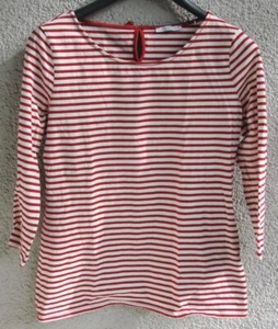 STREIFENSHIRT Sommer Shirt ROT Größe L von EDC Langarm weiß mit SCHLEIFE - Bild 1 von 5