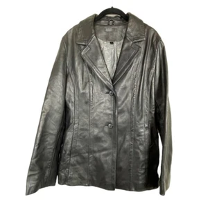 Wilson Genuine Leather Women's Size L Black Two Button Jacket - Picture 1 of 7