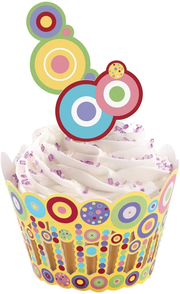 Wilton Sweet Dots Cupcakes Wrap 12 y Toppers Nuevo 415-0262 Foto 1 de 4