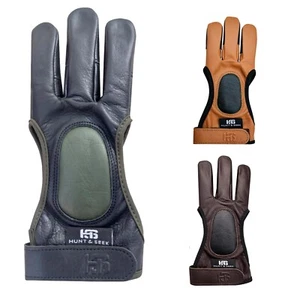 Hunt & Seek Cow Leather Three Finger Archery Glove for Recurve/Compound Bow - Picture 1 of 18
