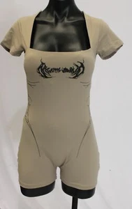Breathe Divinity Women's Void Tech Printed One Piece Bodysuit JL3 Beige Large - Picture 1 of 5
