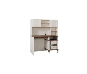 Schreibtisch Bürotisch Computertisch Beige Büromöbel Holz Tisch Regale - Bild 1 von 1