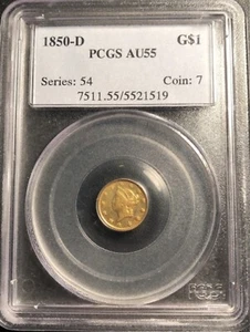 1850-D GOLD G$1 PCGS AU55 🇺🇸Mintage Only 8,382🎖️ Pop 15/32 - Picture 1 of 5