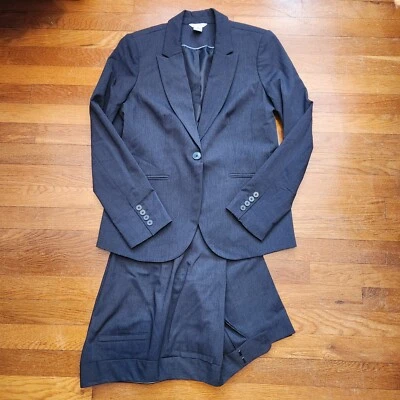 Liz Claiborne Pantalón Traje Mujer 8 Gris Blazer Pierna Recta Pantalones 2 Piezas Audra Foto 1 de 4