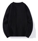 Men's Slim Fit Sweater Casual Cable Twisted Knitted Pullover Sweaters Crewneck