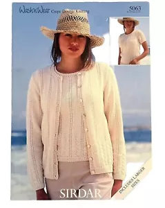 Aran Cardigan Sweater & Top Set PATTERN Crepe Double Knitting Leaflet - Picture 1 of 2
