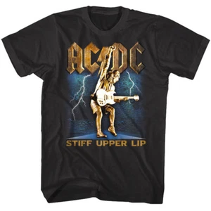 Cubierta de álbum de labios superiores rígidos ACDC para hombre camiseta banda de rock gira de conciertos merchandising top - Imagen 1 de 5
