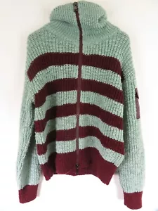 Moncler - Striped Cardigan - Zip Up Knit - Mint & Burgundy - RRP £630 - Size M - Picture 1 of 14