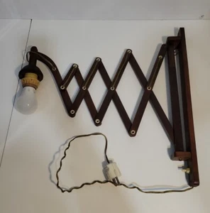 Mid Century Danish Modern Teak Scissor /Accordian Lamp NO SHADE - Picture 1 of 10