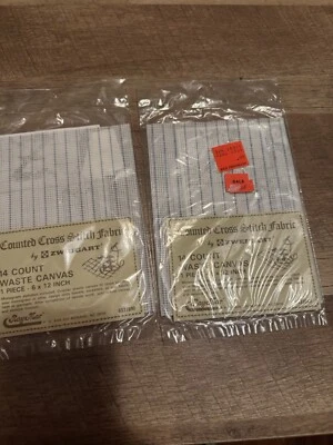 Cross Stitch Fabric 14 Count Waste Canvas Vintage Zweigart Lot Of 2 - Image 1 of 2