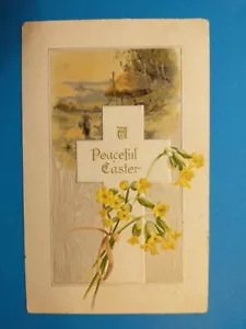 Tarjeta postal de Pascua, una Pascua pacífica vintage en relieve de 1908 PC - Imagen 1 de 2