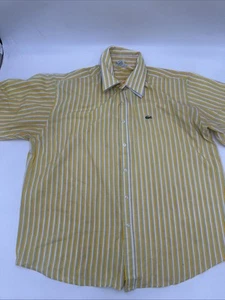 Lacoste Yellow Short Sleeve Shirt Striped Plaid Button Up Extra Large XXXL 3X - Picture 1 of 6