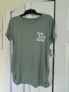 Maternity Sonoma Goods For Life® Sage Green Ruched Logo T shirt Large NWT - Picture 1 of 5
