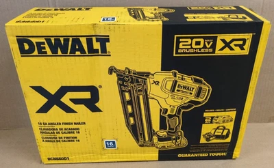 [全新](DCN660D1)DeWalt 20V MAX XR 16 规格无绳斜角饰面钉枪套件 — 第 1/4 张图片