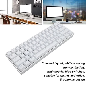 White 61 Keys Dual Mode Mechanical Keyboard RGB Backlight High Special Blue NEW - Afbeelding 1 van 12