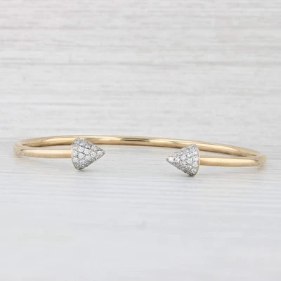 0.32ctw Diamond Tipped Cuff Bracelet 18k Yellow Gold 6.75" Foto 1 de 4