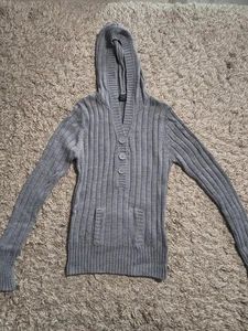 VINTAGE RUE21 DAMEN Kapuzen PULLOVER LARGE Grau Baumwolle  - Bild 1 von 4