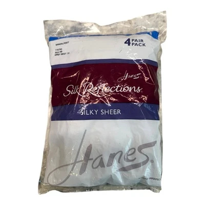 Paquete de 4 pantimedias Hanes Silk Reflections sedosas con control transparente talla AB Jet Foto 1 de 2