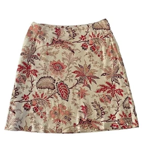 Ann Taylor LOFT Cream/Ivory/Red Floral Silk Blend A-Line Full Skirt, 14P - Picture 1 of 9