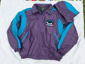 Vintage Charlotte Hornets NBA Echtleder 2XL Jacke Made In Usa  - Bild 1 von 6