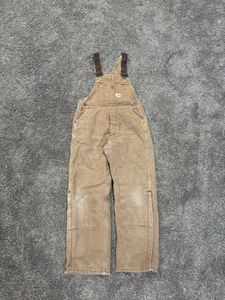 VTG Carhartt Quilted Double Knee Bib Overalls Boys Youth XL 18-20 USA Y09 BRN - Picture 1 of 7