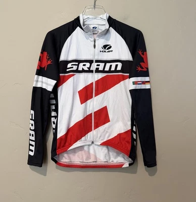 Camiseta feminina Voler SRAM ciclismo manga longa média zíper completo corrida raglan EUA - Imagem 1 de 4
