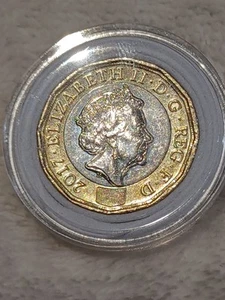Sehr seltene 2017 £1 Pound Münze Fehler - Doppelkreis Umrisse gestempelt Queens Head - Bild 1 von 6