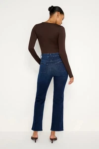 Pantalones de mezclilla elásticos Good American Good Curve pierna recta tiro súper alto talla 14-18 - Imagen 1 de 5