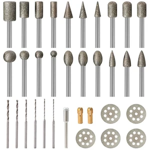 Set di punte diamantate per intaglio pietra compatibili con Dremel, potenza gambo 1/8"... - Foto 1 di 7