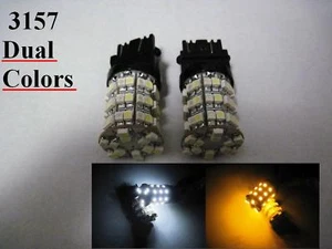 2 pcs 3157 60 SMD led Dual Switchback colors White Amber High Quality LED - Picture 1 of 4