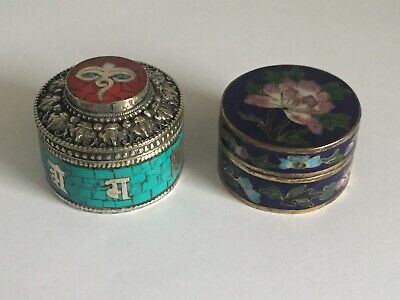 2 Stunning  Vintage Chinese CloisonnÉ Pill Boxes • 9.99£