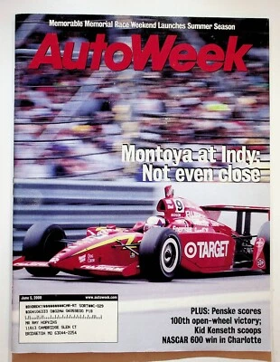 2000 June 5 Autoweek Magazine Montoya Indy 500 Nascar Charlotte Mazda Acura MDX - Image 1 of 2