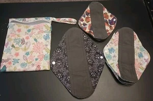 Bamboo Charcoal Cloth Menstrual Pads/Reusable Sanitary Pad Panty Liners NEW 3 Sz - Picture 1 of 6