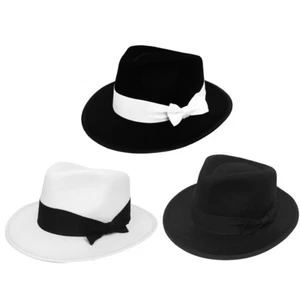 ADULTS DELUXE GANGSTER HAT 1920S FANCY DRESS COSTUME TRILBY FEDORA ITALIAN MAFIA - Picture 1 of 4