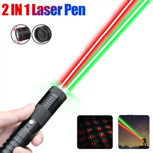 Long Range Double Color Green+Red Laser Pointer Pen Rechargeable Light Lazer Kit