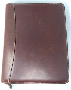 Franklin Quest Vintage Russet Dakota Zipper Organizer 8.5 x 11 Made in USA - Picture 1 of 12