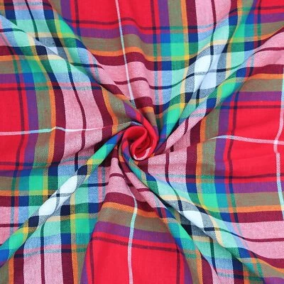 Tela escocesa tartán rojo 100 % algodón | Material de costura de 58" de ancho por yarda, camisas Foto 1 de 4