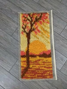 vintage MID CENTURY wall hanging RYA shag rug SUNSET carpet art DANISH tapestry - Picture 1 of 5