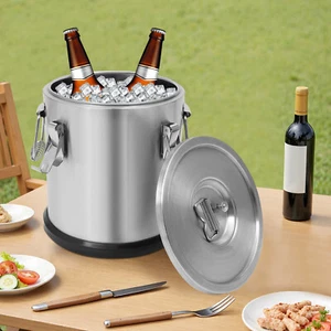 Cubo de hielo de acero inoxidable 12L enfriador de vino aislamiento barril con mango (T*H): 28*32 cm - Imagen 1 de 15