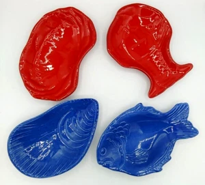 4 piatti da servire pesce aragosta rossa granchio Williams Sonoma cozza blu pesce - Foto 1 di 13