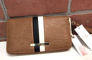 Jessica Simpson DEVON Cognac Faux Leather Clutch Purse - New w Tags - Picture 1 of 11