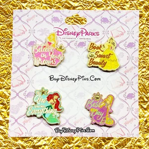 Juego de 4 pines Princess Booster Belle Ariel Aurora Rapunzel. - Imagen 1 de 7