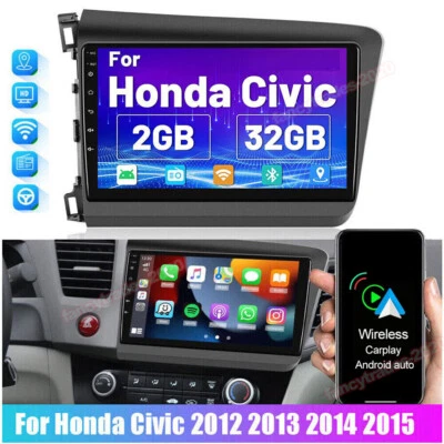 Apple CarPlay Android Auto Car Radio Stereo GPS Navi For Honda Civic 2012-2015 - Image 1 of 4